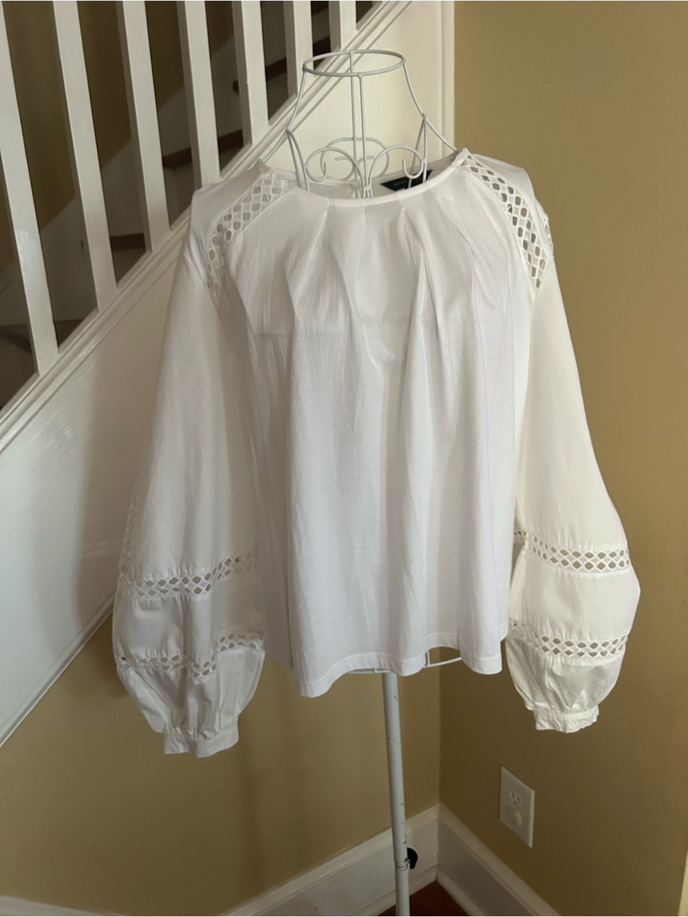 Banana Republic White Crochet-Trim Boho Peasant Top